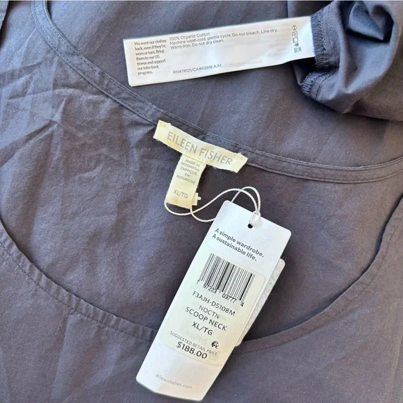 Eileen Fisher NWT Tiered Organic Cotton Midi Dress XL Sleeveless Blue Cotton - Picture 5 of 6